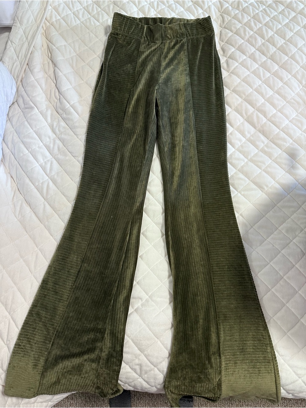 Olive Green Corduroy Flared Pants Made in USA